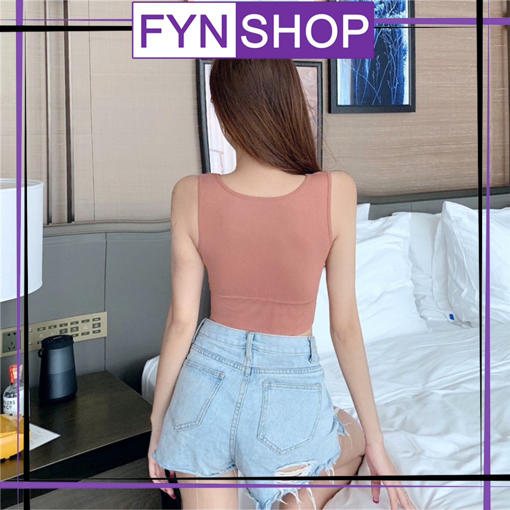 Fynshop ♛ UW48 Tanktop Bra Crop Top Bra Yoga Fashion Korea