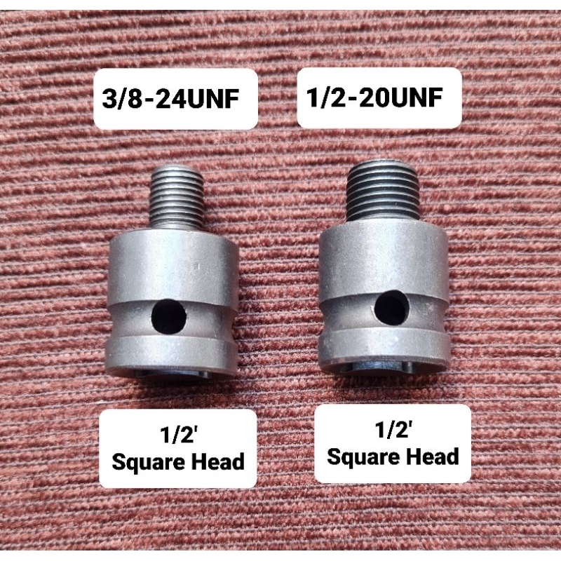 Adapter konektor sambungan chuck Drat ulir 3/8-24UNF 1/2-20UNF kepala bor square kotak 1/2 inch