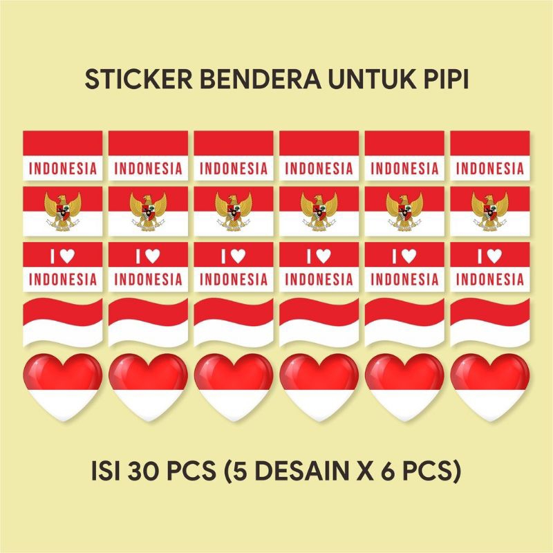 

Stiker Bendera Stiker Pipi Stiker Hut Ri isi 30 pcs