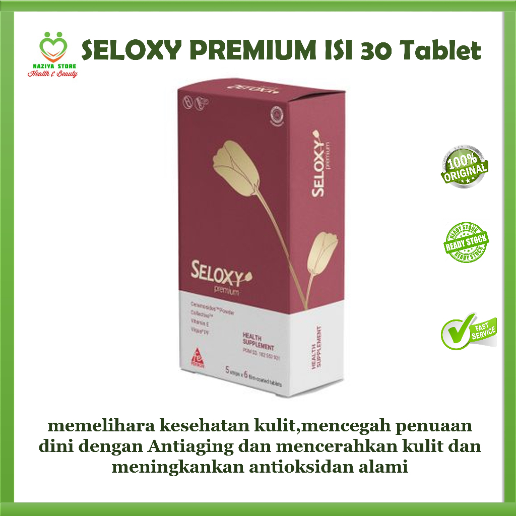 SELOXY PREMIUM ISI 30 TABLET Mencerahkan Kulit / Suplemen Pemutih Kulit with Collagen + Vitamin E