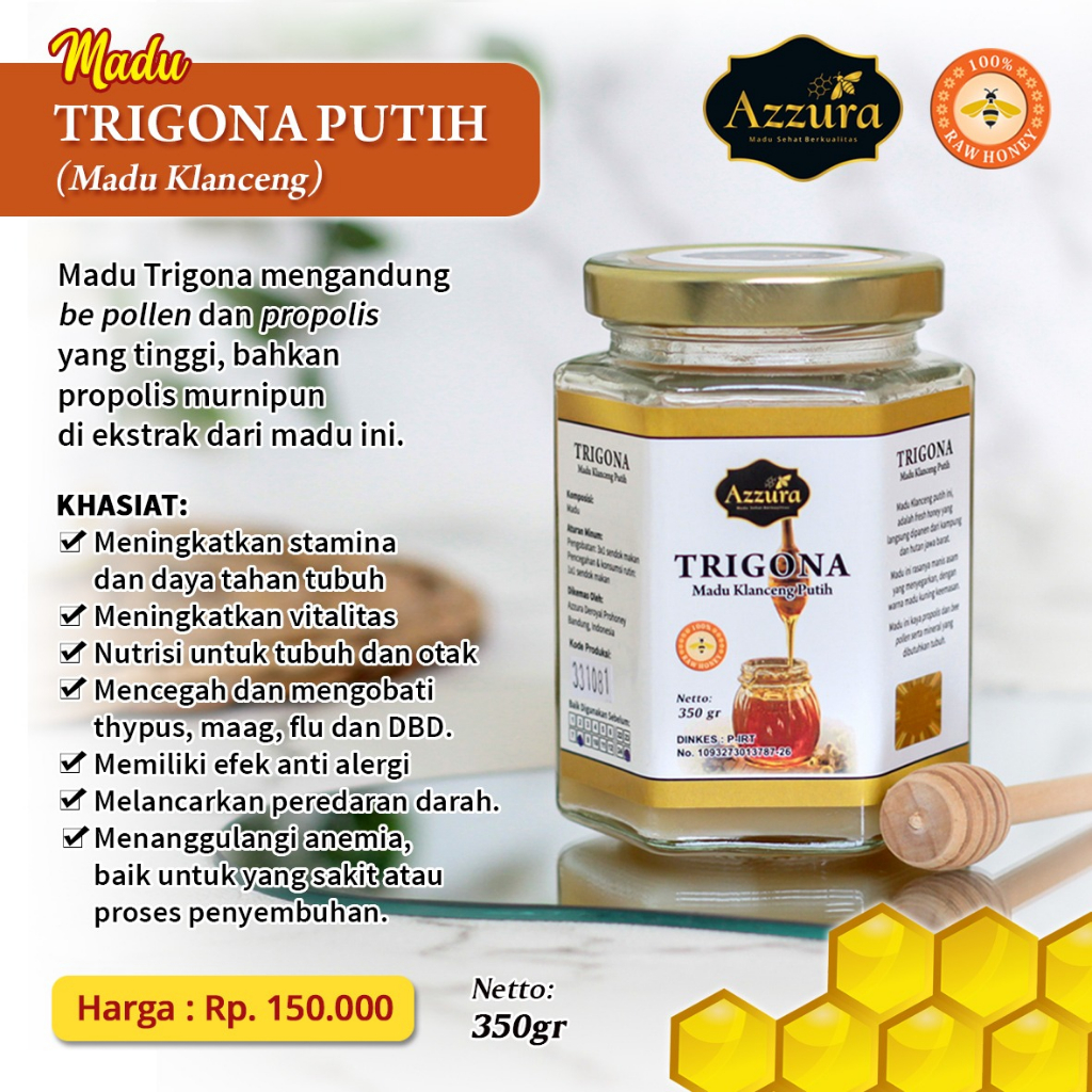 

Madu Azzura - Madu Trigona Putih Klanceng Putih Raw honey Asli Murni dan Alami 100% 200gr