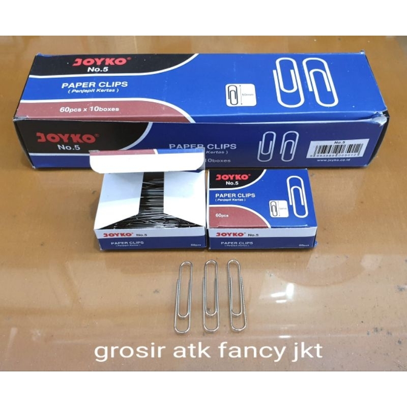 

( 1 pak besar = 10 pak kecil ) Paper Clip Klip Penjepit Kertas Joyko no 5 Silver 50 mm