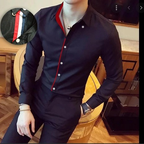V146 Kemeja Cowok Trend Style Korea Kece Keren Modis Pakaian Pria Formal Bahan Katun Stretch All Siz