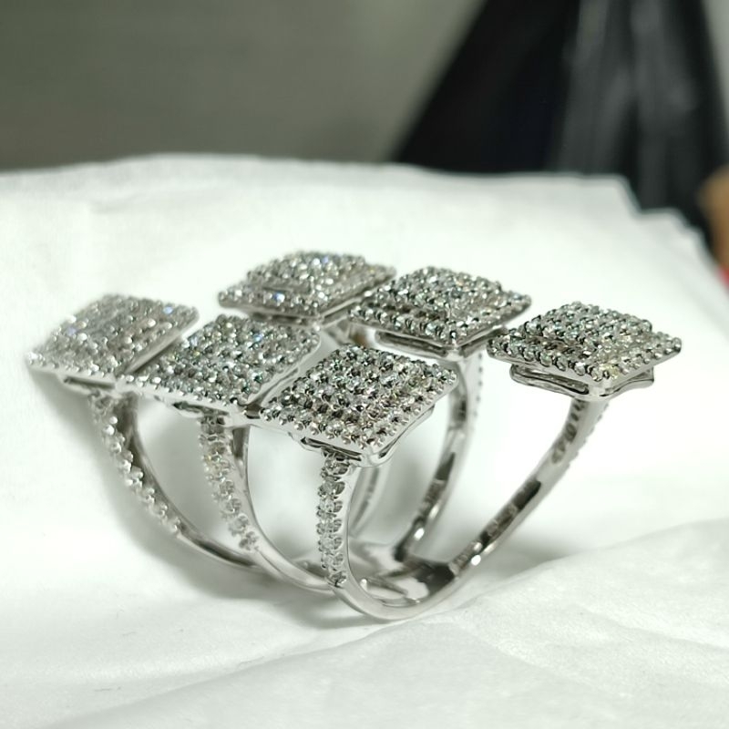 cincin wanita ikat emas putih 400/40% ful berlian eropa asli berlian putih bling2 harga murah langsu