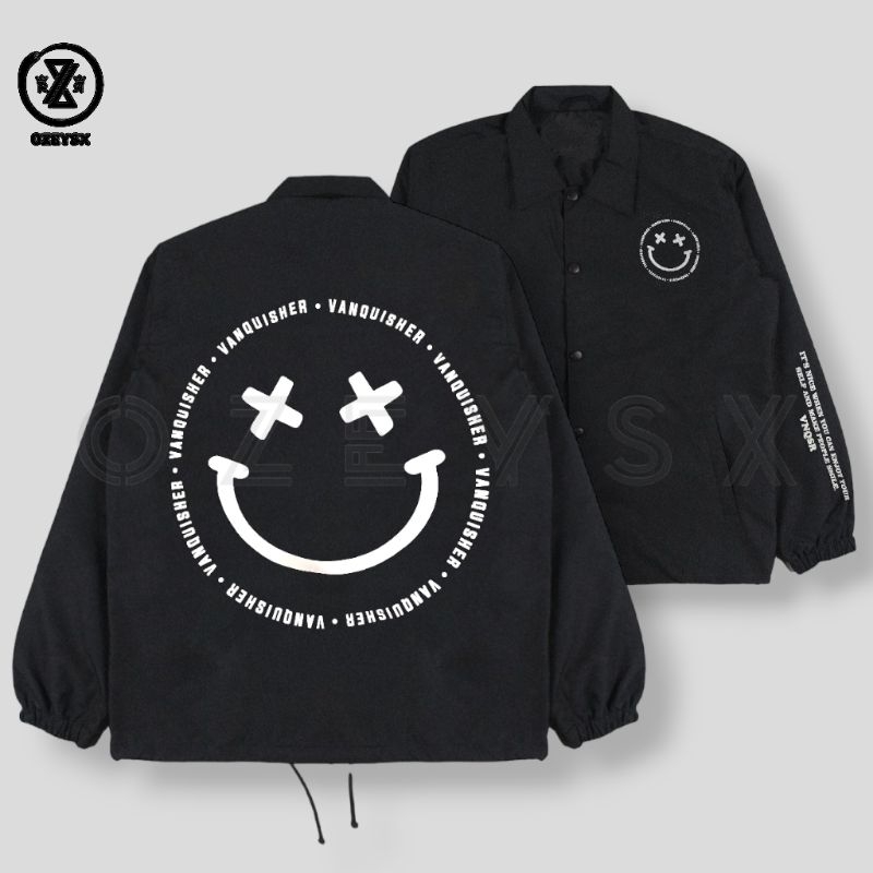 Coach Jacket Smile Emoji Bulat Pria Wanita dewasa Limited Edition - Jaket Parasut lokal brand terbaru - jaket lucu waterproof Unisex
