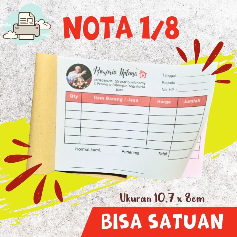 

Cetak Nota 1/8 Folio CUSTOM Satuan