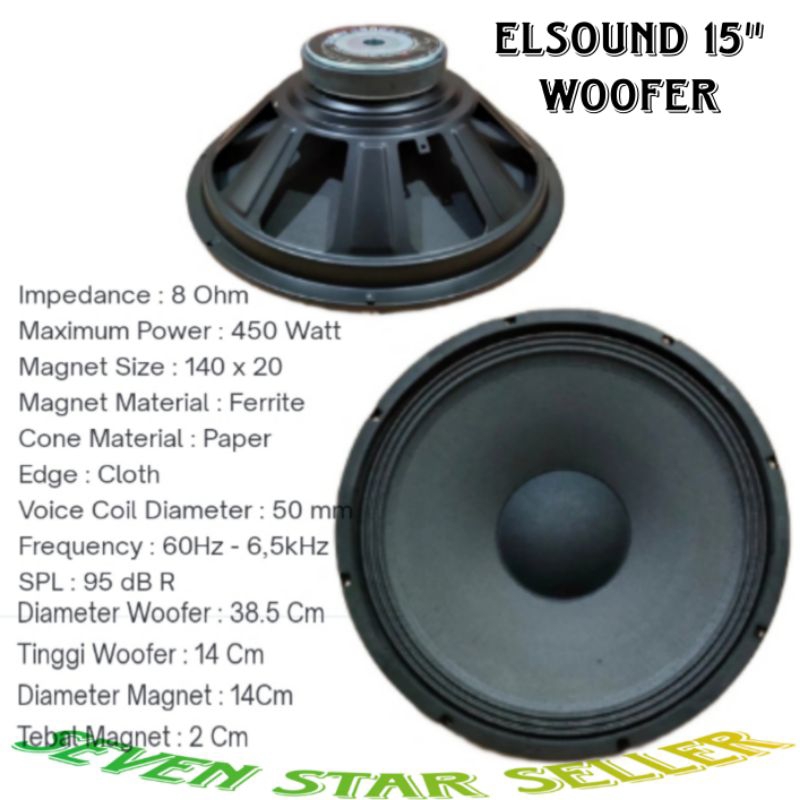 speaker woofer elsound 15 inch original