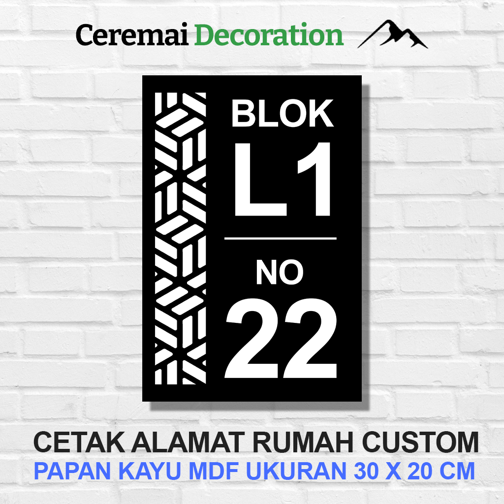 CM DECOR - PAPAN ALAMAT BLOK NOMOR PLAT RUMAH CUSTOM PINTU KAYU WALL DECOR SENDIRI DINDING  - NR12