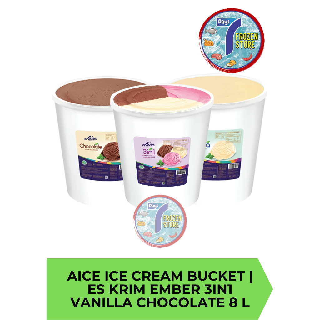 

Aice Ice Cream Bucket | Es Krim Ember 3in1 Vanilla Chocolate 8 L