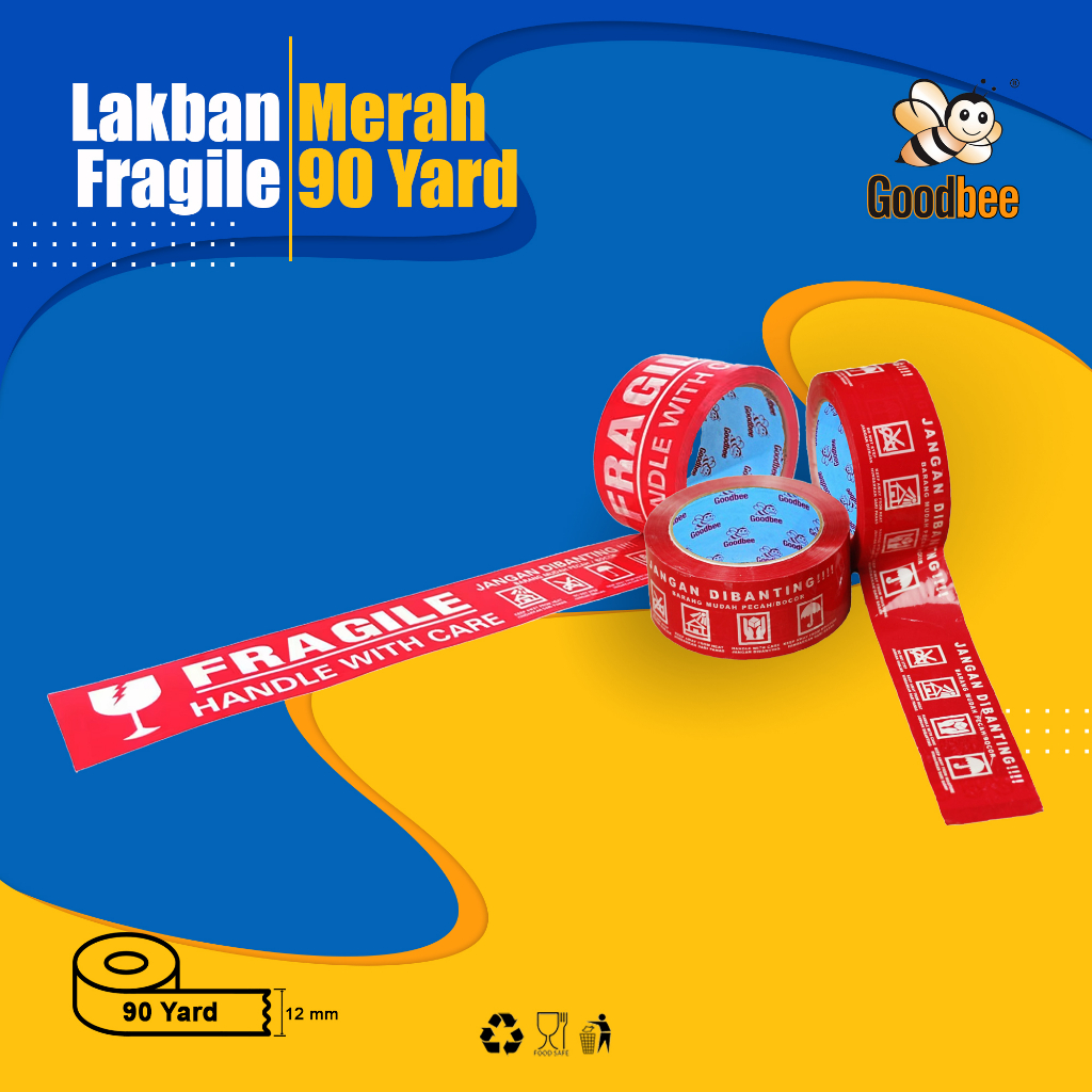 

Plakban Fragile Merah - 90 Yard - Jangan Dibanting Barang Mudah Pecah