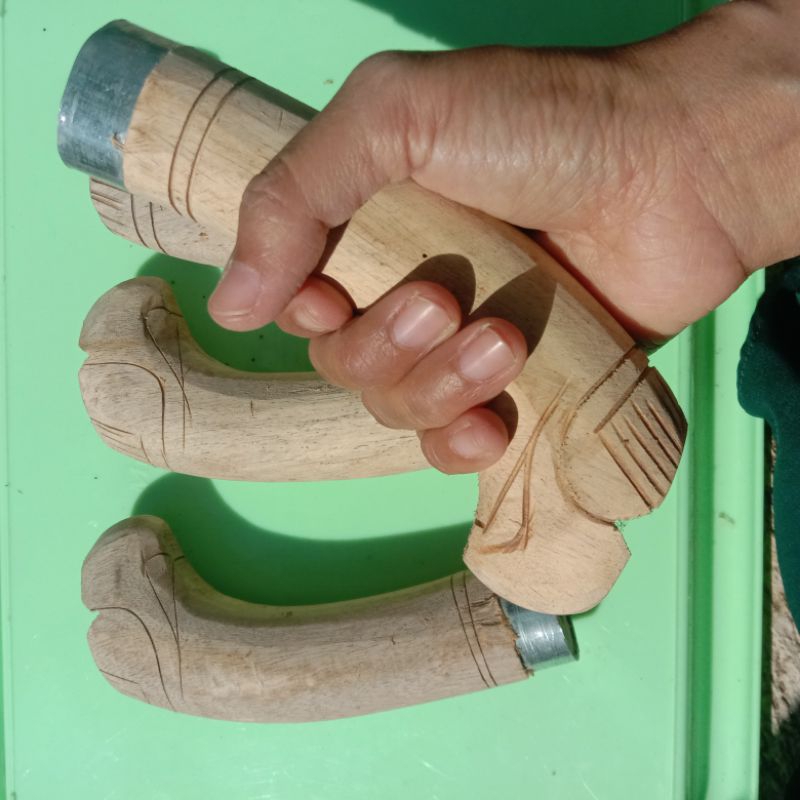 handle / gagang golok kayu senokeling ukiran manuk murah