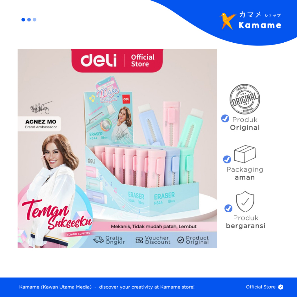 

Deli Eraser - SlidingPenghapus Mekanik / Hapusan Mekanik Warna Lucu Tidak Meninggalkan Serpihan Bahan TPR+ABS H344 - Kamame