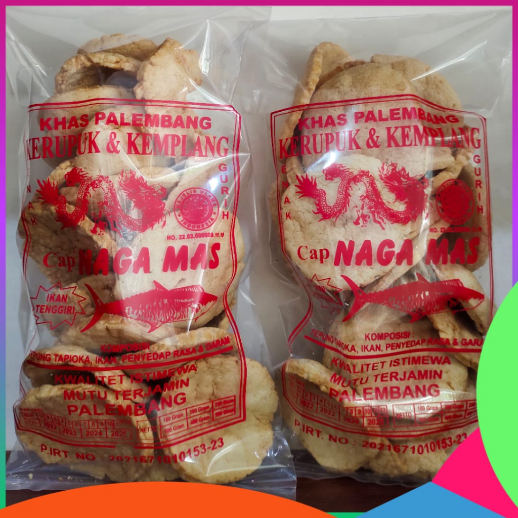 

KERUPUK PALEMBANG KULIT KANCING 250 GRAM KEMPLANG KULIT IKAN TENGGIRI NAGA MAS ASLI PALEMBANG