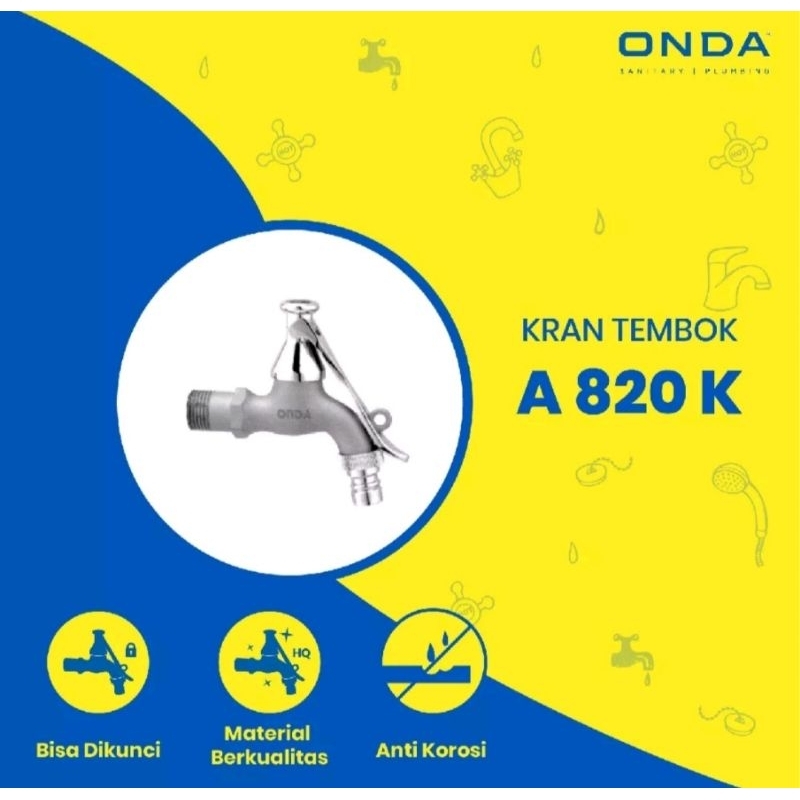 Kran Taman Kunci - Kran Taman Pengaman - Kran Taman Gembok - ONDA A 820 K Kran Air Taman Kunci