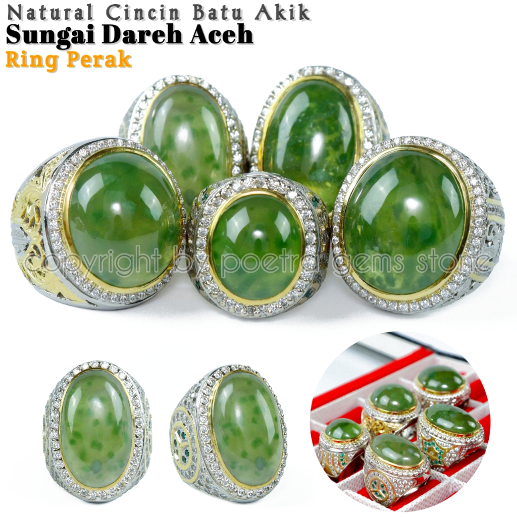 Natural Cincin Perak Custom Batu Akik Sungai Dareh Aceh Jamin Giwang Premium