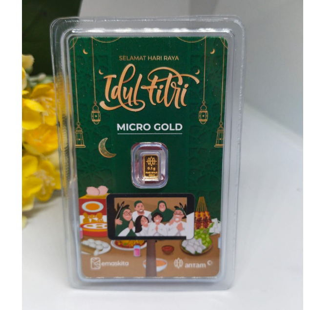 Tiara Jaya #Micro Gold Emas ANTAM Asli Pressed Certificate Logam Mulia 999.9 Edisi Idul Fitri kKepin