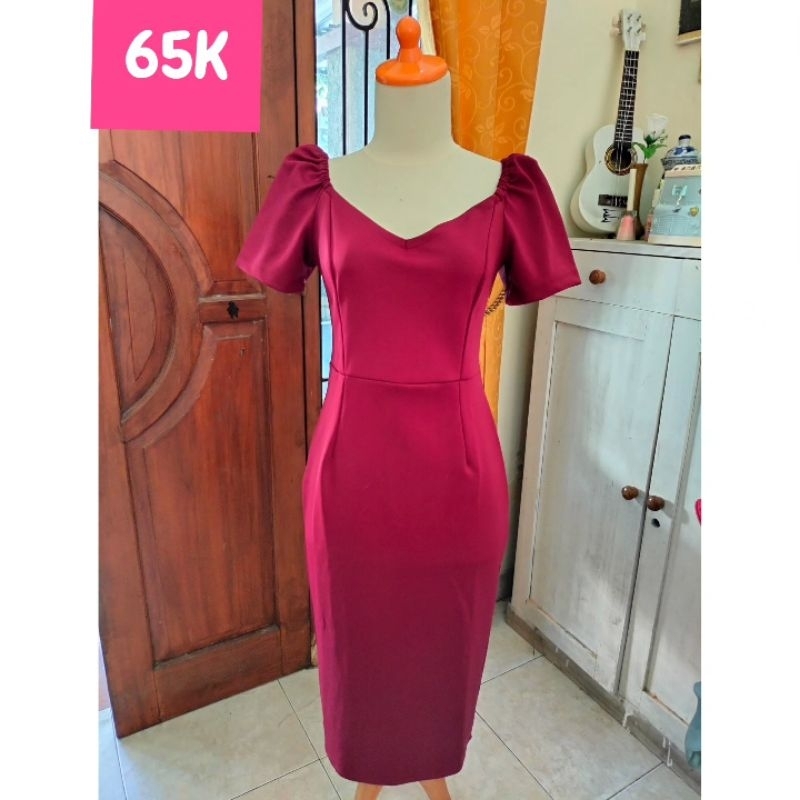 ERATO Midi Dress/Gaun Dress Wanita bahan Scuba Premium