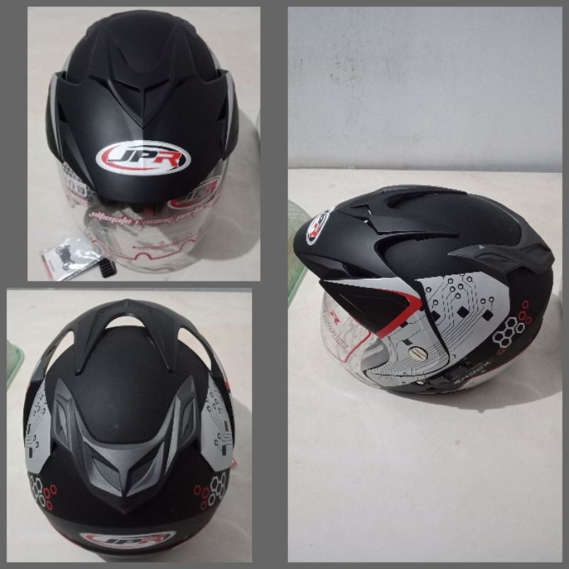 Helm JPR motif double visor half face helm double visor