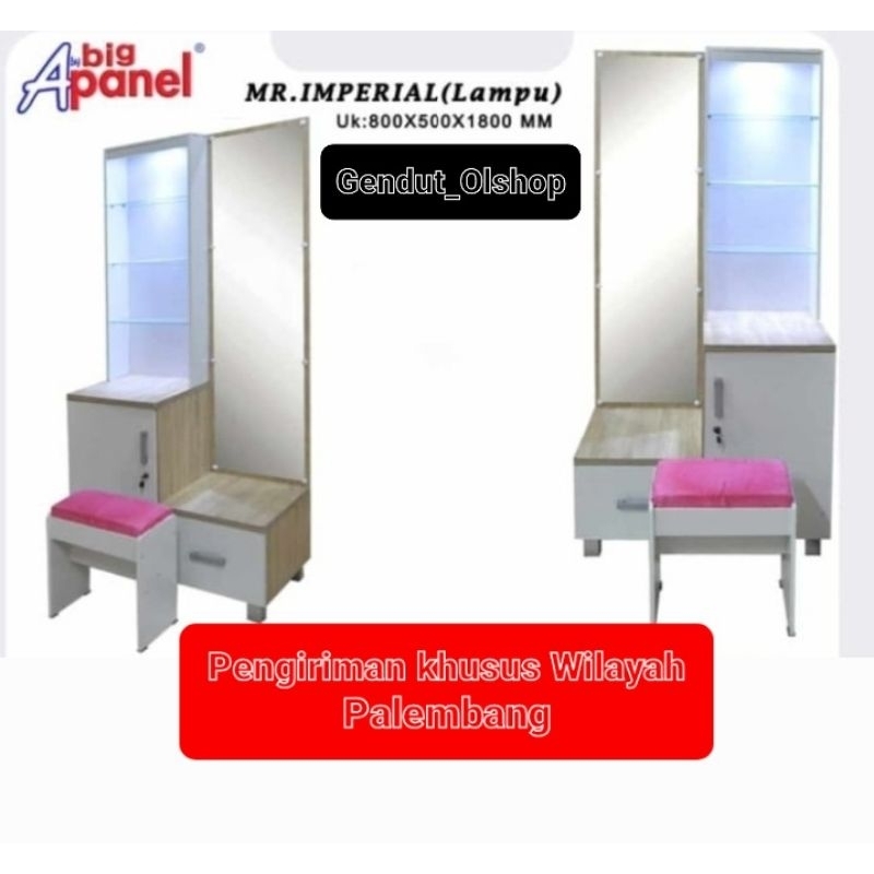 (Khusus Wilayah Palembang) Meja Rias +Lampu Kaca Pendek dan kaca Panjang Palembang (Pengiriman khusu