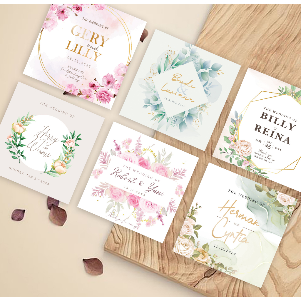 Cetak Kartu souvenir Pernikahan Dengan Nama/ Souvenir Card/Stiker wedding