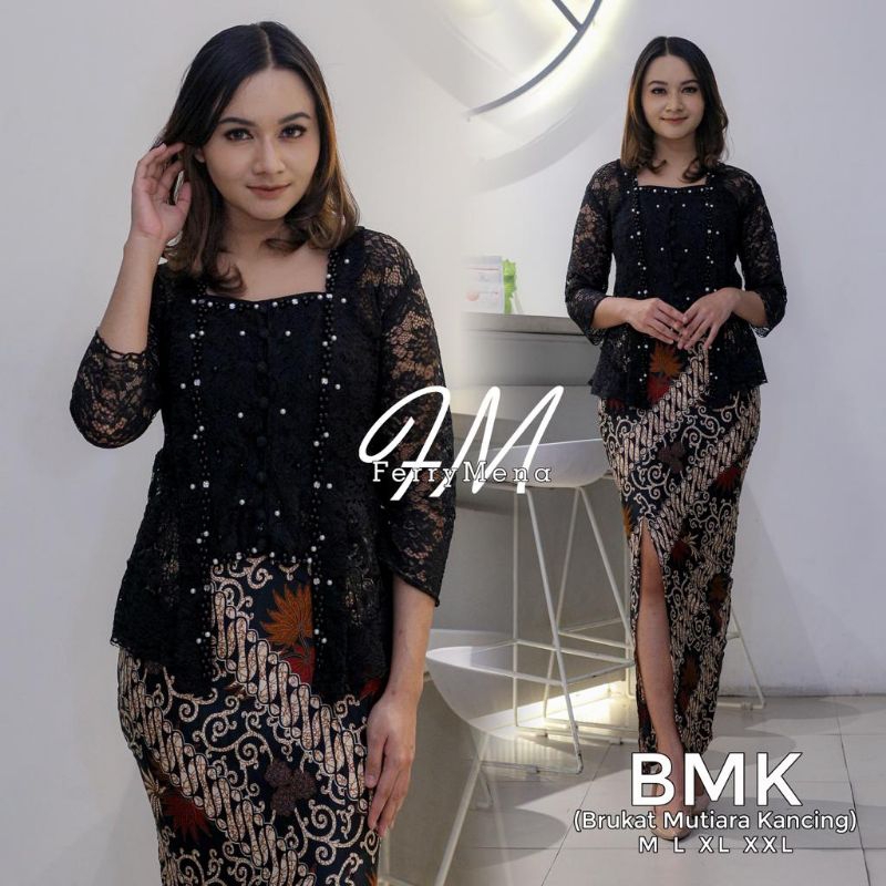 SET KEBAYA BRUKAT MODERN BAJU KEBAYA MUTIARA KANCING DEPAN TERBARU KEBAYA WISUDA MUTIARA
