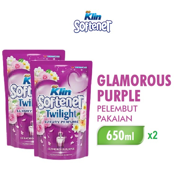 Soklin Softener Twilight Pelembut Pakaian Glamorous Purple Pouch 650 ml x2
