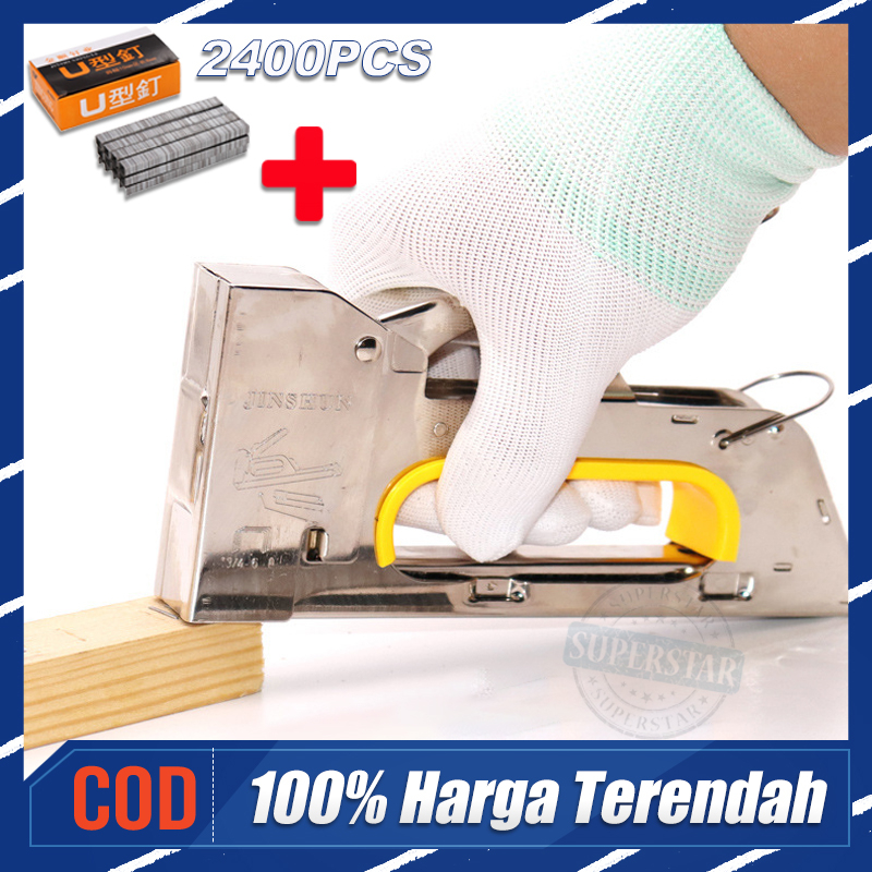 

Stapler Tembak Cekrekan Pengokot Hekter Gun Tacker Guntacker +Isi 2400