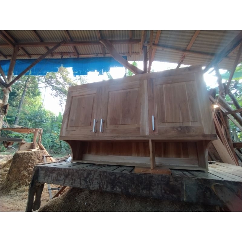 kitchen set kabinet atas kayu jati