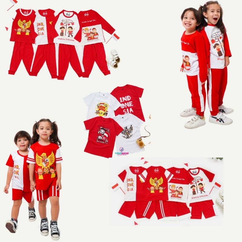 etalase 70 - baju anak - baju merah putih - baju Indonesia merdeka - baju 17 agustus - anak laki2 dan anak perempuan