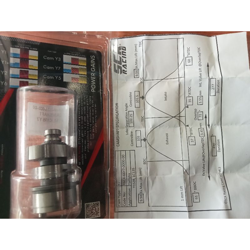 SCK RACING CAMSHAFT/NOKEN AS Y7 (SCK) UNTUK MOTOR MX KING/MX 135 ORIGINAL 100%