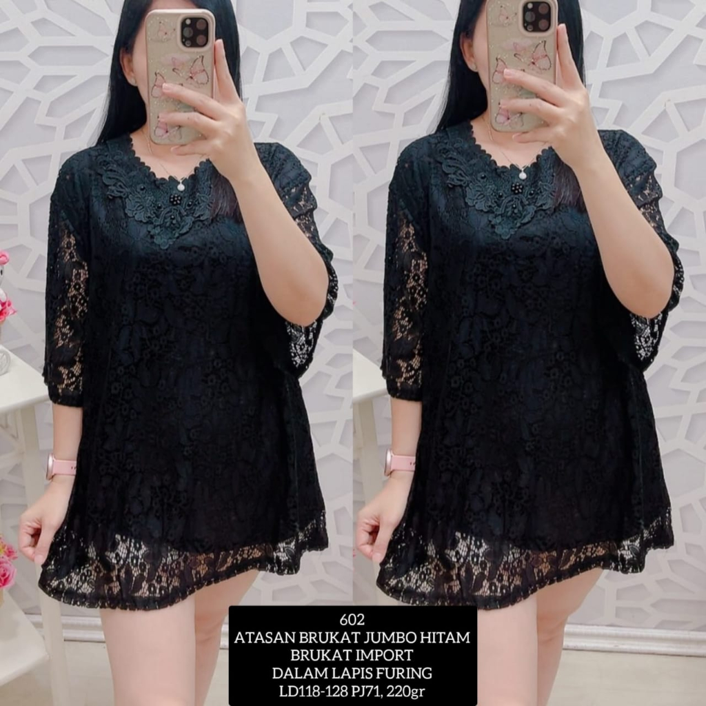 KLV Atasan Blus Brokat Wanita Jumbo Import - 602