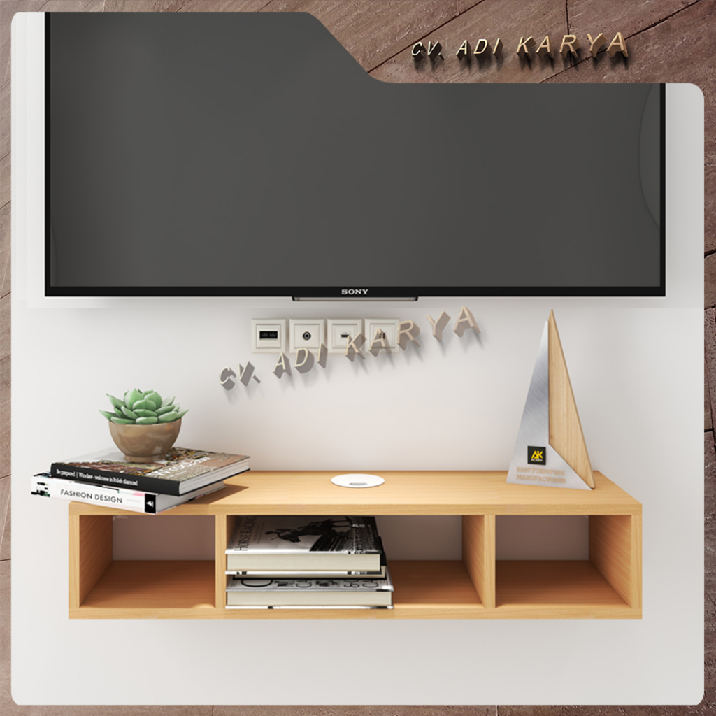 Rak Tv Dinding Minimalis Modern Gantung Meja Susun Dekorasi Rumah Serbaguna 80x30 Hiasan Tempat Peny