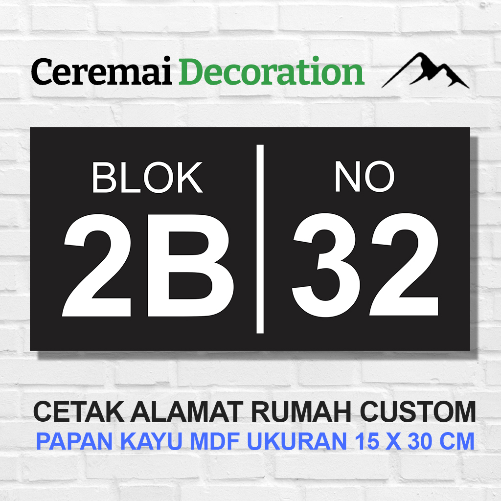 CM DECOR - CUSTOM PLAT NOMOR BLOK RUMAH PAPAN ALAMAT PERUMAHAN HIASAN PENANDA KAYU CLUSTER - NR14
