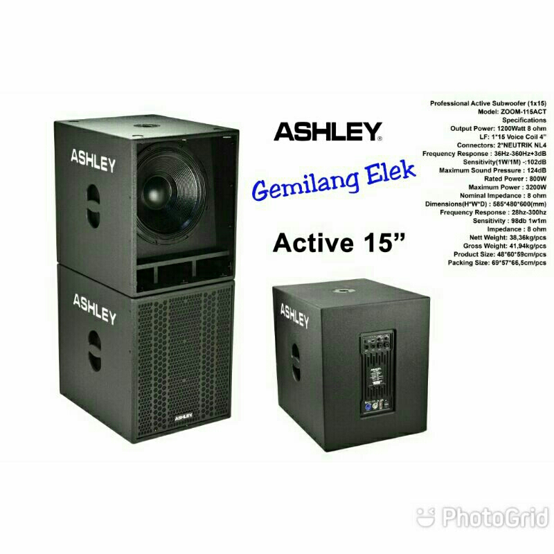 Subwoofer Aktif ASHLEY ZOOM 115 ACT Original 15 inch ZOKM115ACT