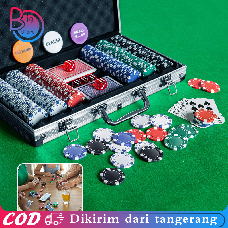 300pcs Poker Chip Set Mainan Chip Poker Texas Holdem Poker Set Chips Poker Dengan Alumunium Case