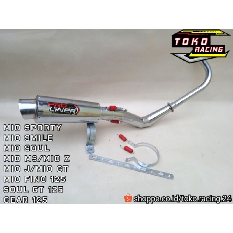 KNALPOT RACING PRO LINER FULL CHROME ALL TYPE MATIC YAMAHA MIO SPORTY,MIO SMILE,MIO SOUL,MIO M3,MIO 