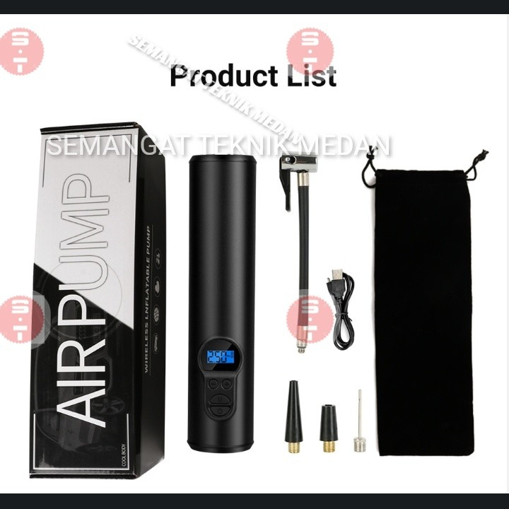 CORDLESS WIRELESS AIR PUMP KOMPRESOR ANGIN MINI POMPA BAN AUTO SALTBOX
