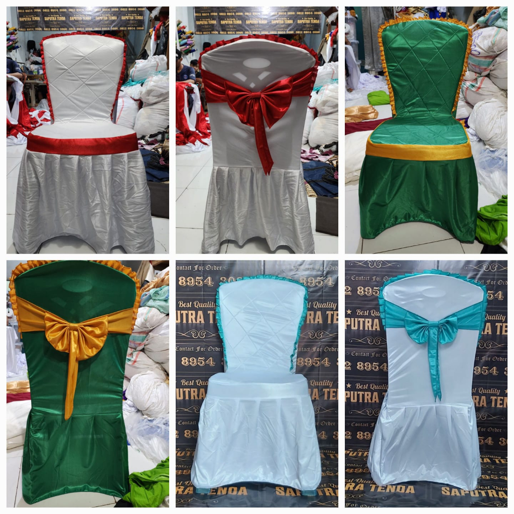 Sarung Kursi Pakai Lapis Busa & Pita (Untuk Tipe Kursi Plastik Napolly, Kursi Futura, Kursi Chitose)