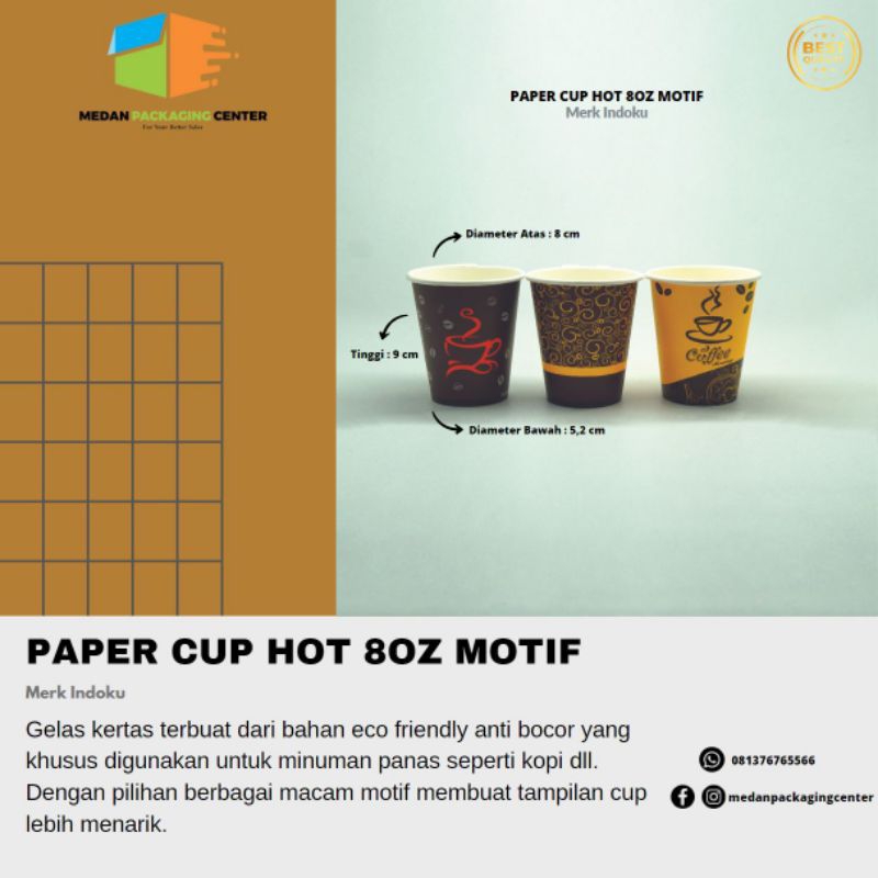 Paper Cup 8 oz Motif / Gelas kertas / Gelas Kertas Kopi 50pcs