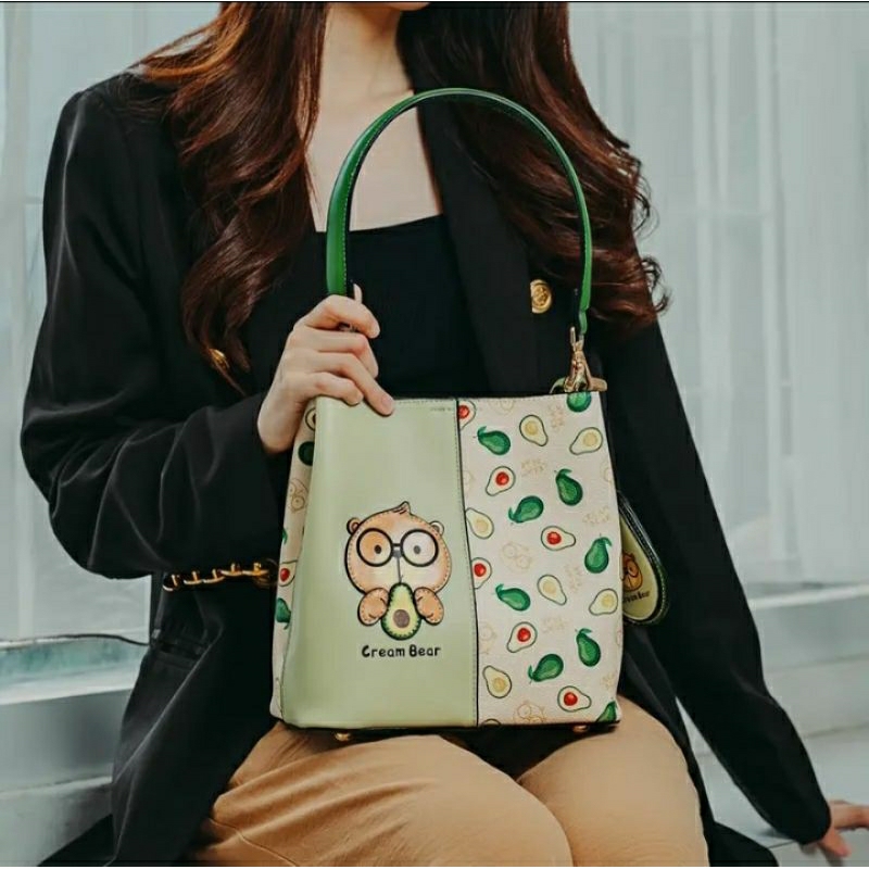 ( C12162 ) Tas Cream Bear Original Shoulder Bag Tas Selempang Wanita