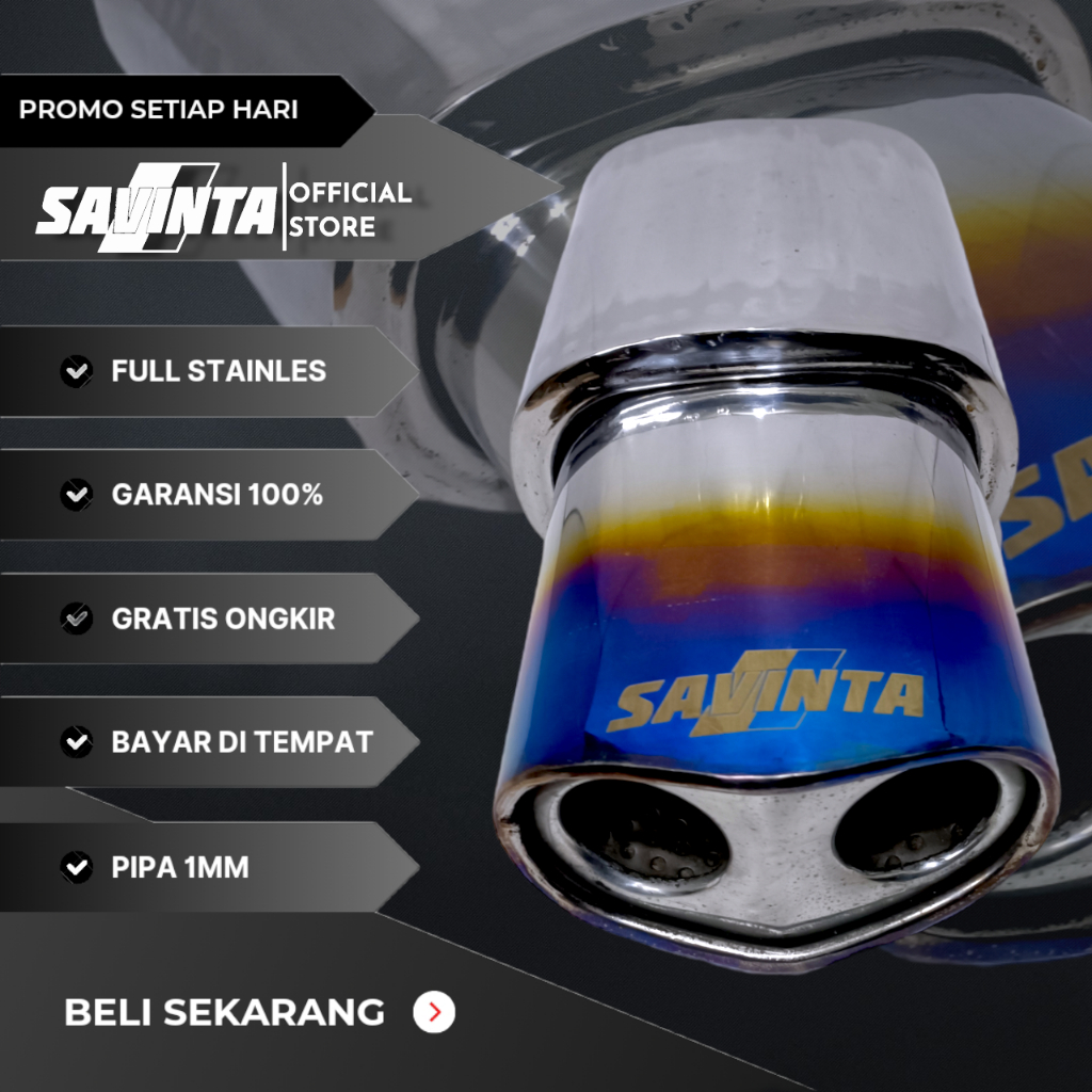 Savinta Knalpot Racing Mobil Manual Matic KMCv2 Full Stainles - Muffler Suara Bass Adem Bulat Empuk 