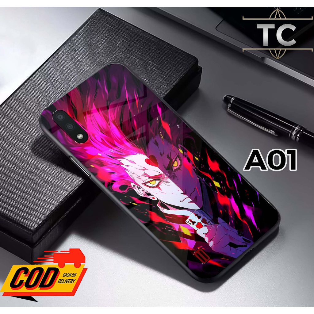 Softcase Glass Kilau glossy Fashion Motif Anime Keren- Case Samsung A01 kaca glossy Casing Hp Samsun