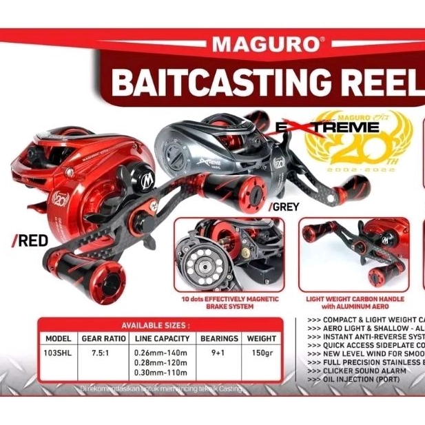 Reel BC Maguro Extreme 20th 103SHL Handle Kiri Reel Baitcasting MAGURO EXTREME BC 20TH Left handle