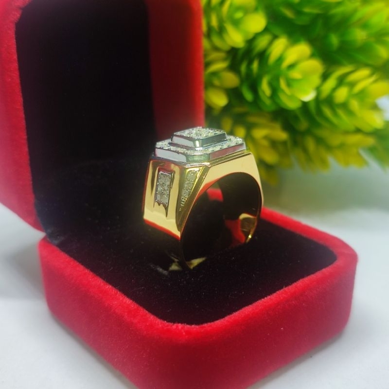cincin laki ikat perak motif mewah full berlian eropa asli
