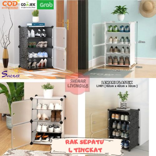 RAK SEPATU PORTABLE SHENAR/RAK SEPATU 4 TINGKAT/RAK SEPATU PLASTIK/RAK SEPATU PENUTUP