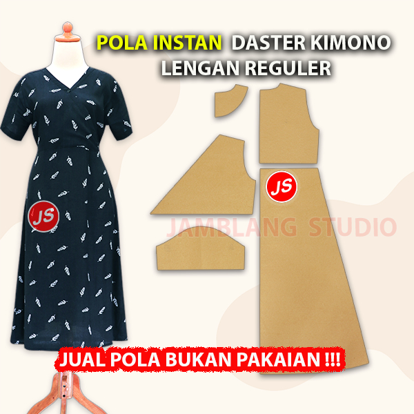 Pola Instan Daster Kimono Lengan Reguler