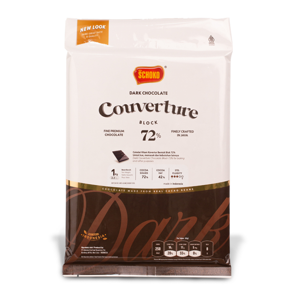 

SCHOKO Dark 72% Couverture Block - 1 Kg / Coklat Kovertur Batangan