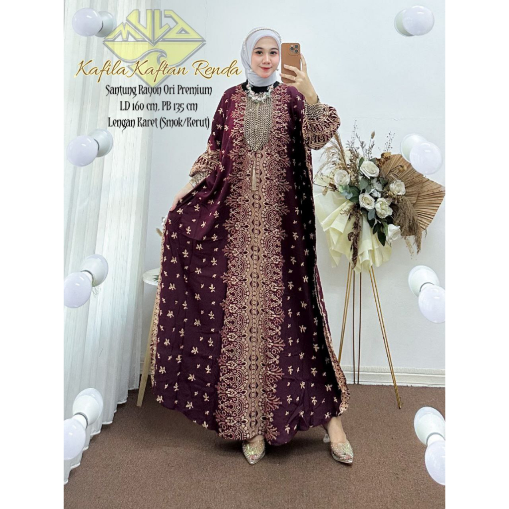 NEW GROSIR Kafila Kaftan Wanita Renda MOTIF Jumbo LD 160cm/ Baju Kelelawar