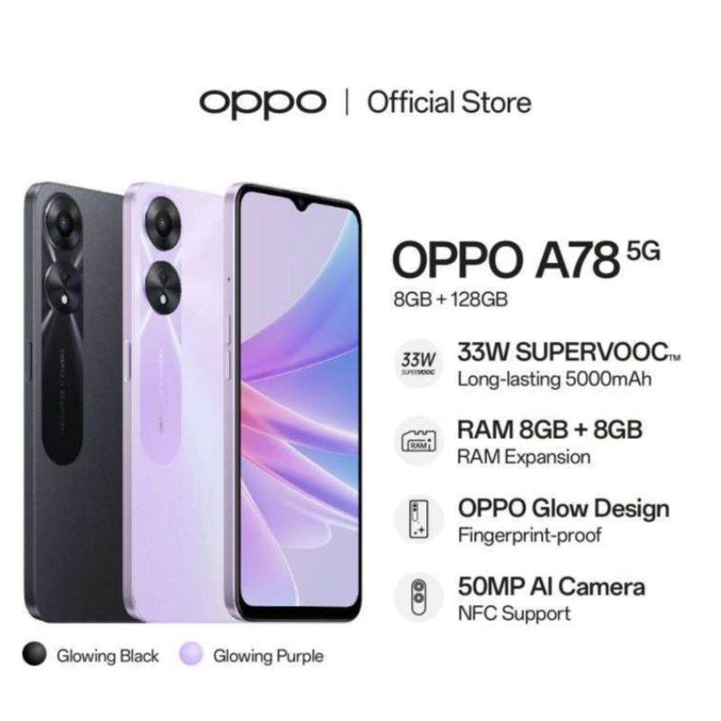 OPPO A78 8GB+ 8GB /128GB 5G - GARANSI RESMI OPPO