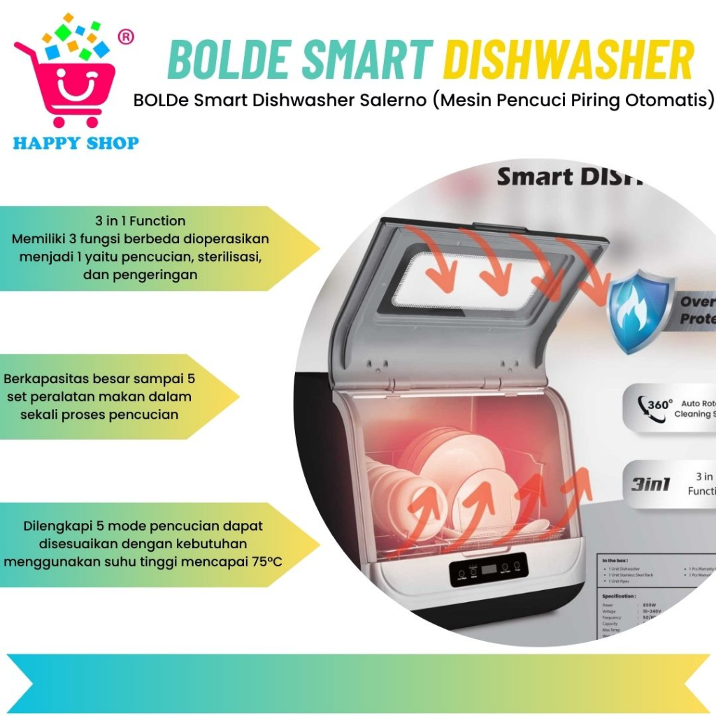 BOLDe Smart Dishwasher Salerno (Mesin Pencuci Piring Otomatis)